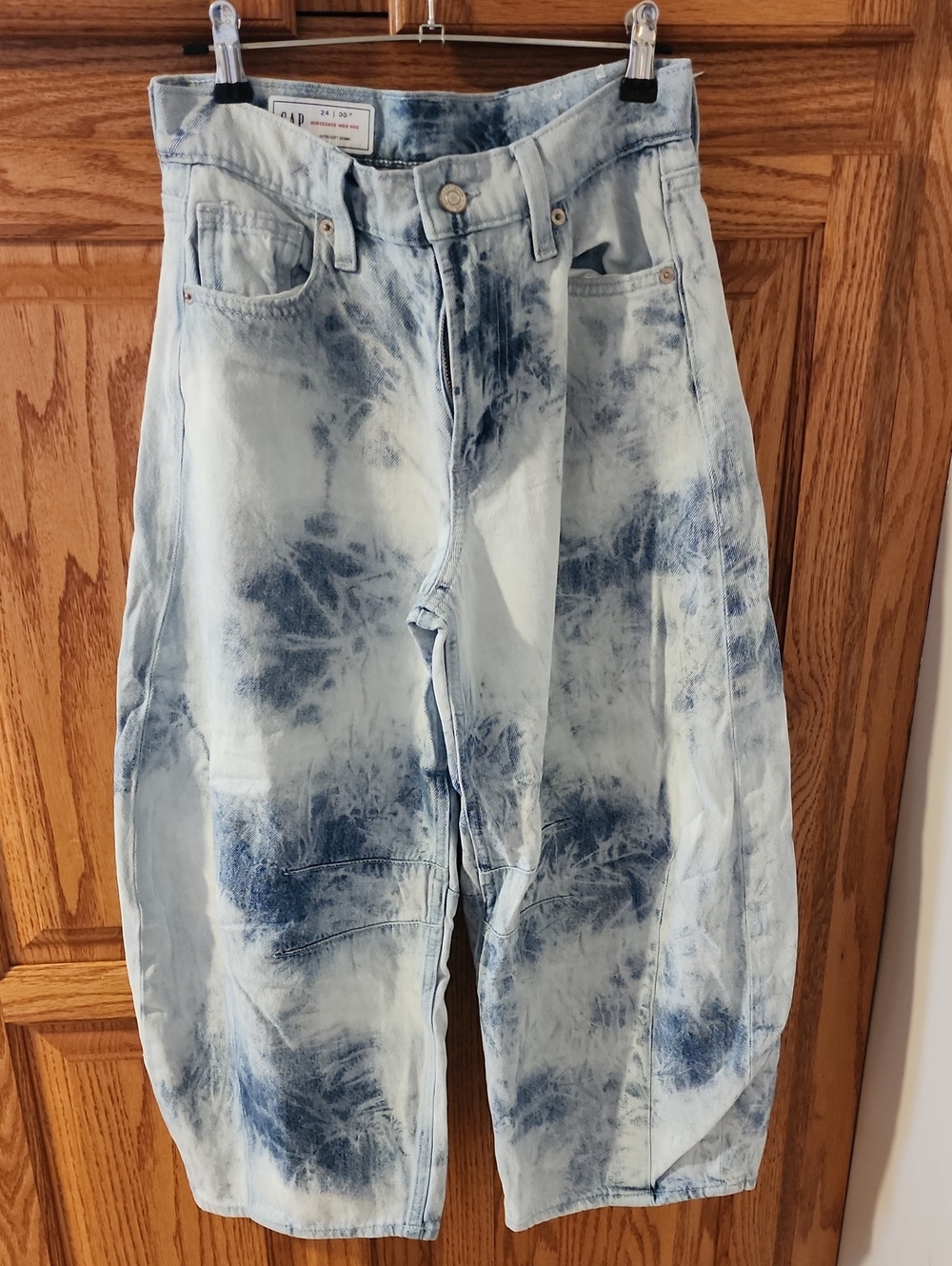 Gap Horseshoe High-rise Faded Jeans Size 24 / 00p Blue Cloud Tie Dye